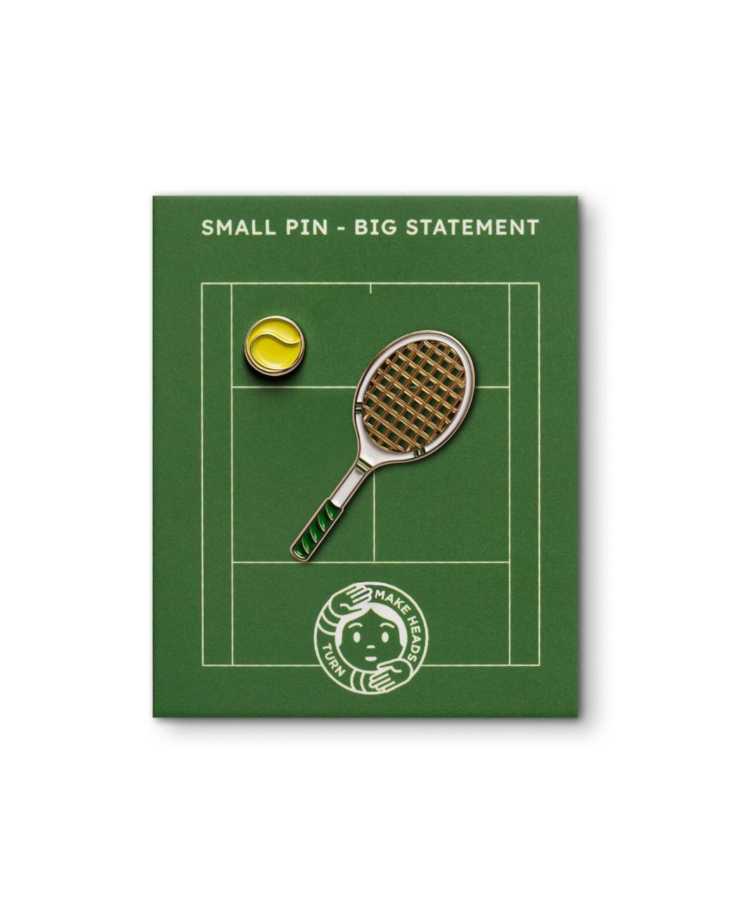 Make Heads Turn White Enamel Pin Tennis Racket