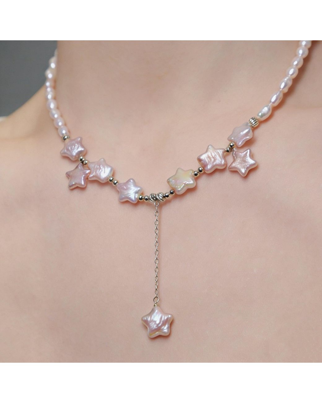 Ninemoo Pink Shooting Star Pearl Necklace