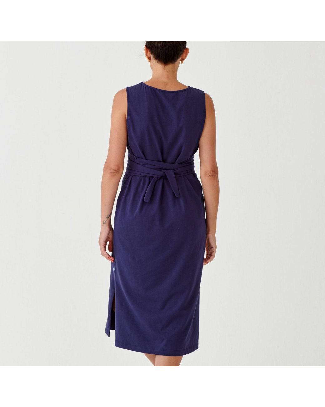 Perlavera Blue Tilly Sleeveless Dress With Belt