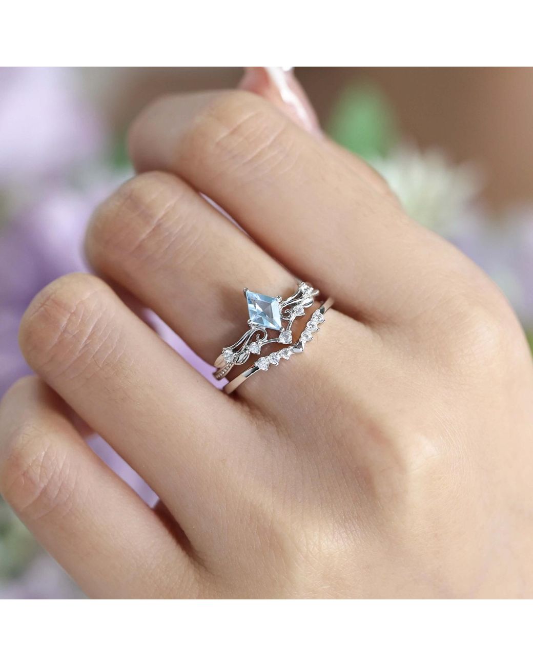 Azura Jewelry New York White Victorian Lace Sky Topaz Ring Vermeil