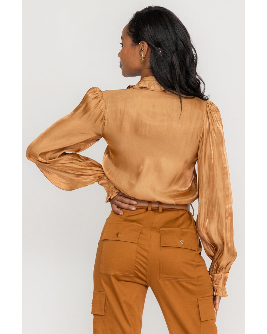 Zetaye Brown Carrington High Neck Blouse