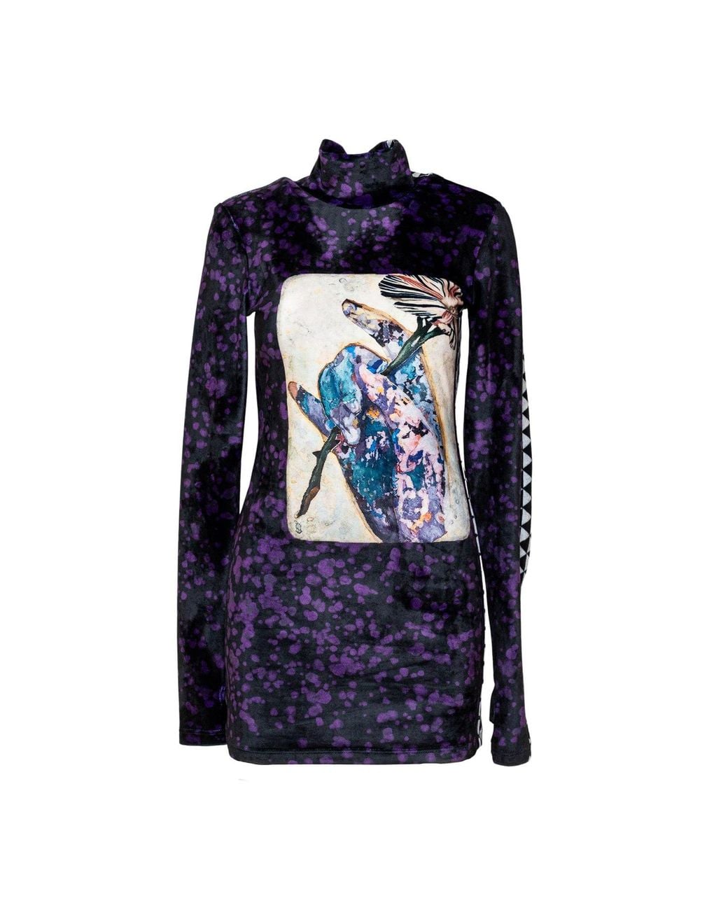 ARTISTA Blue Message Printed Velvet Tunic