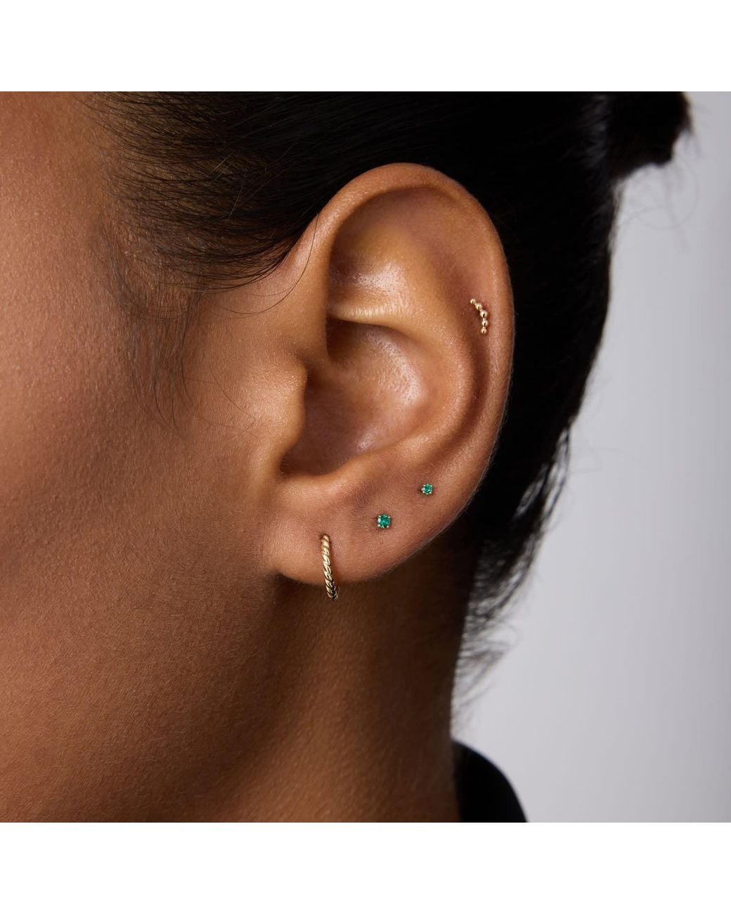 Vanhi Metallic 14K Solid Emerald Flat Back Stud