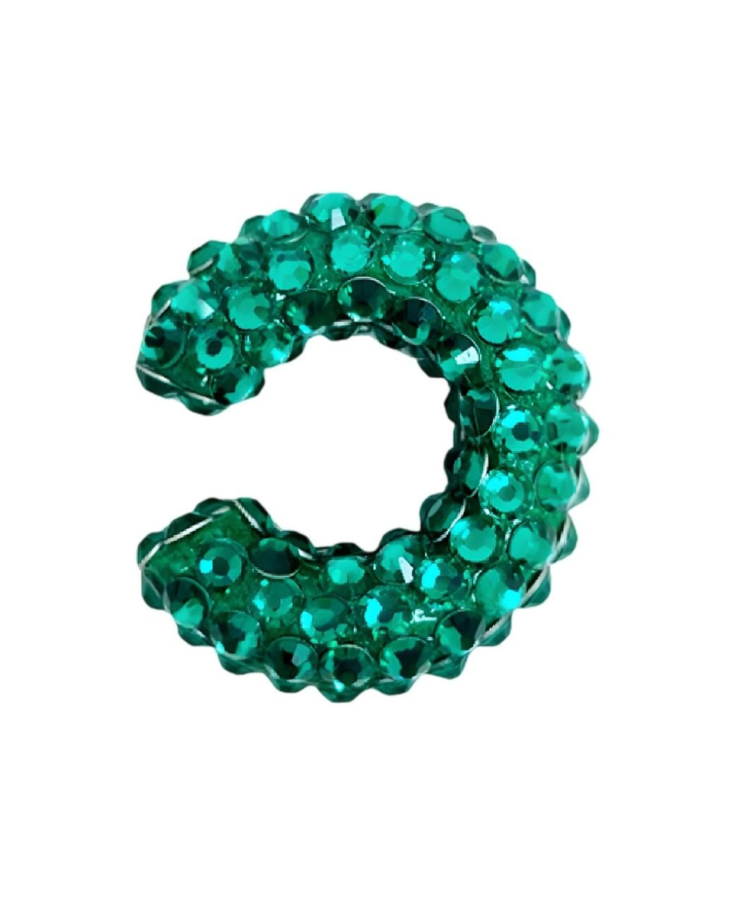 PINAR OZEVLAT Green Crystallised Lily Ear Cuff Emerald