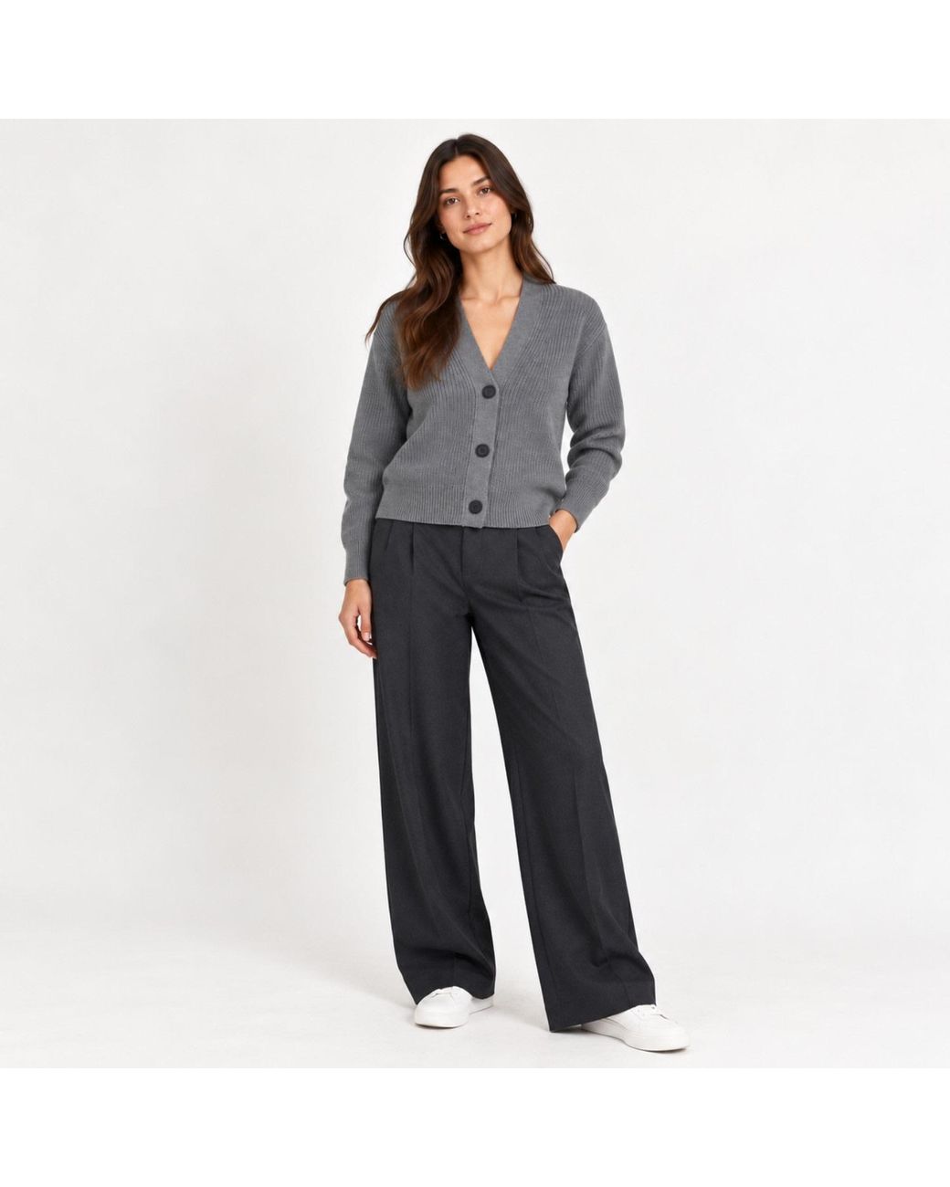 Nuvv Collection Gray Cotton Long Sleeve -Cardigan