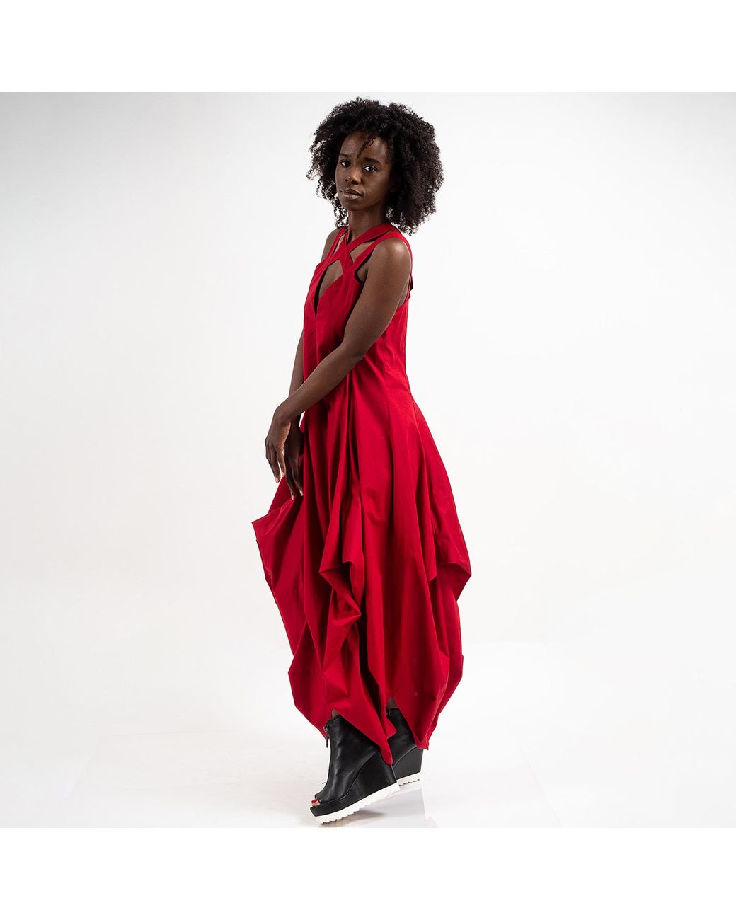 Metamorph Red Sleeveless Long Dress