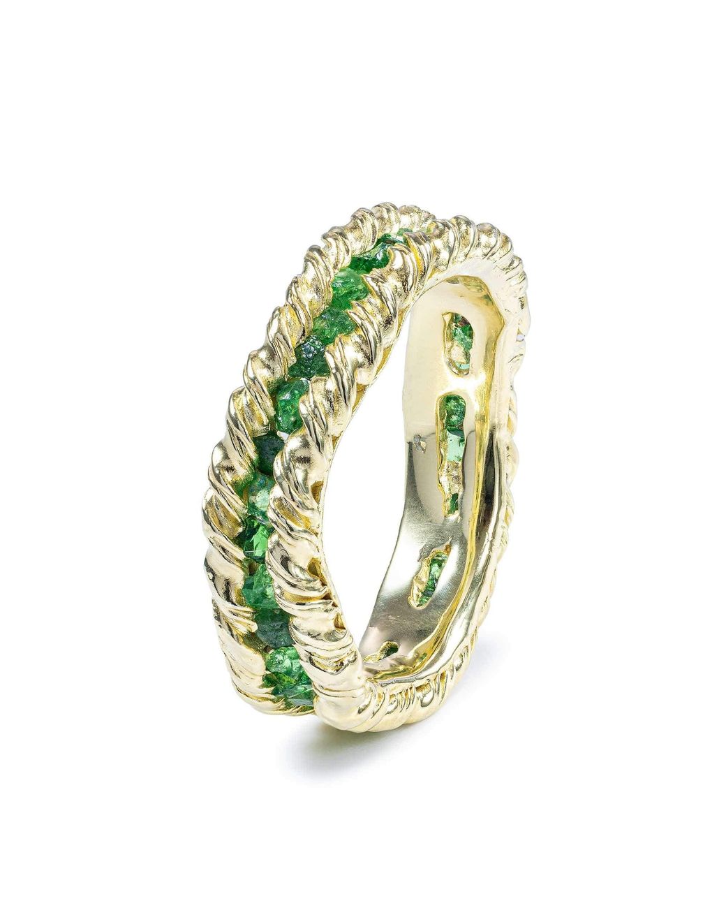 German Kabirski Green Gaiete Raw Tsavorite Garnet Plated Ring