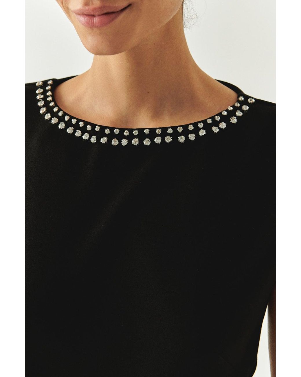 Exquise Black Boat Neck Knit Blouse