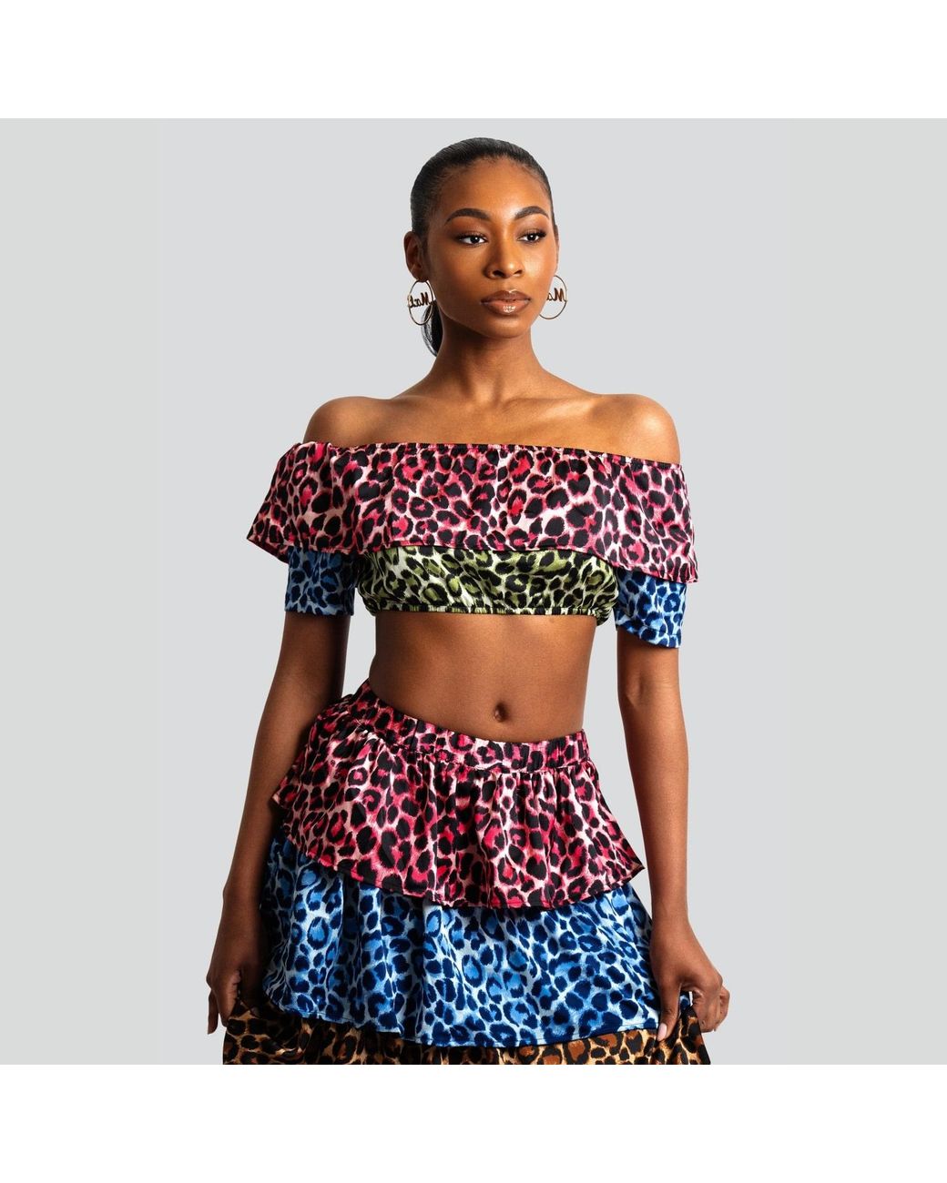 Maui X Lolita Red Ana Ruffled Cheetah Print Two-Piece Skirt Set