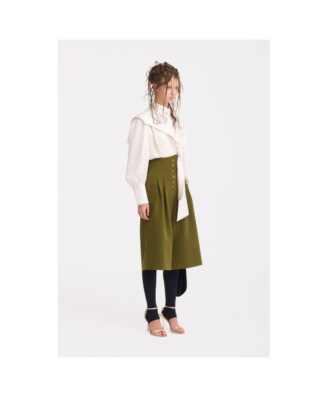 Julia Allert Green High-Waisted Cargo Culotte Shorts –