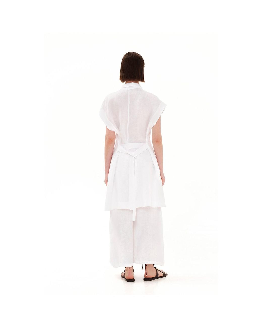 Haris Cotton Natural Neutrals Drawstring Waist Wide Leg Linen Pants Beach Sand