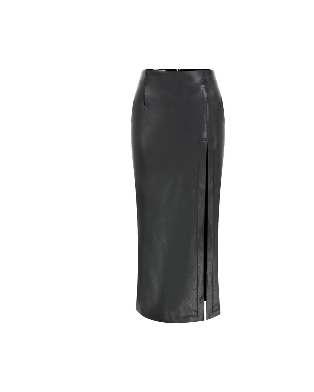 NAZLI CEREN Gray Lea Vegan Leather Midi Skirt