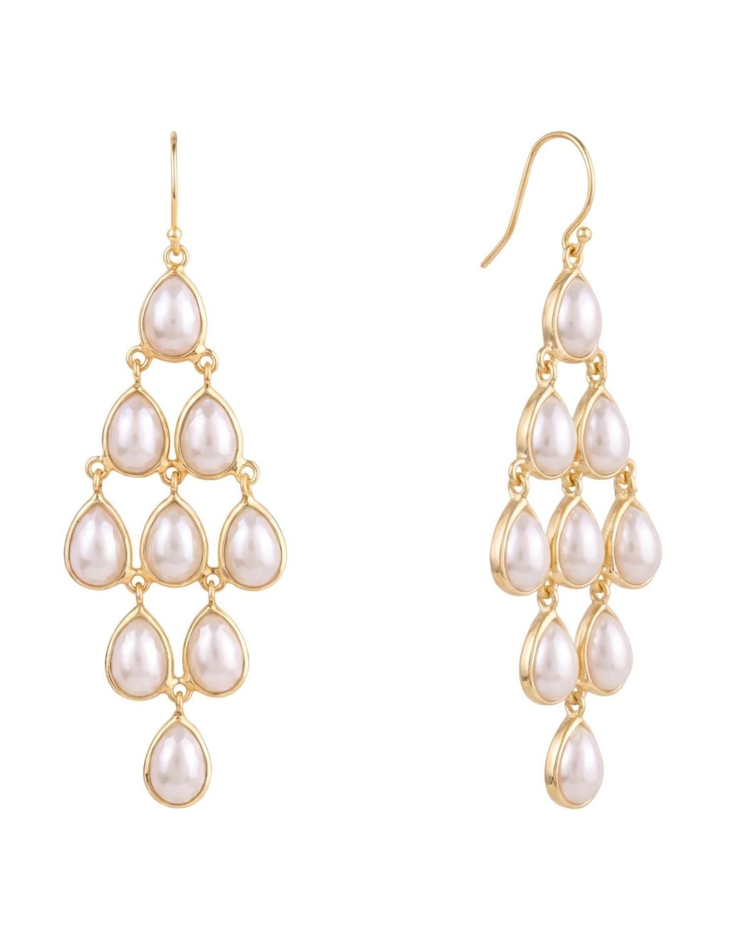Latelita London Metallic Erviola Gemstone Cascade Earrings Pearl