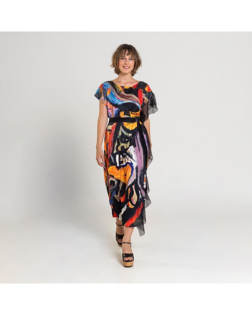 ARTISTA Blue Revolution Printed Maxi Dress