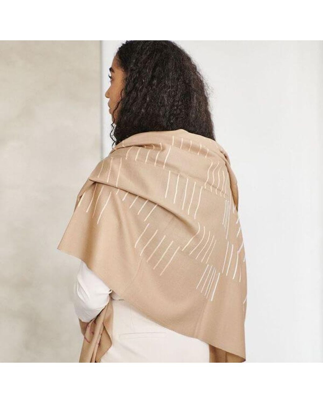 Variously Natural Maple Handwoven Hand Embroidered Classic Scarf
