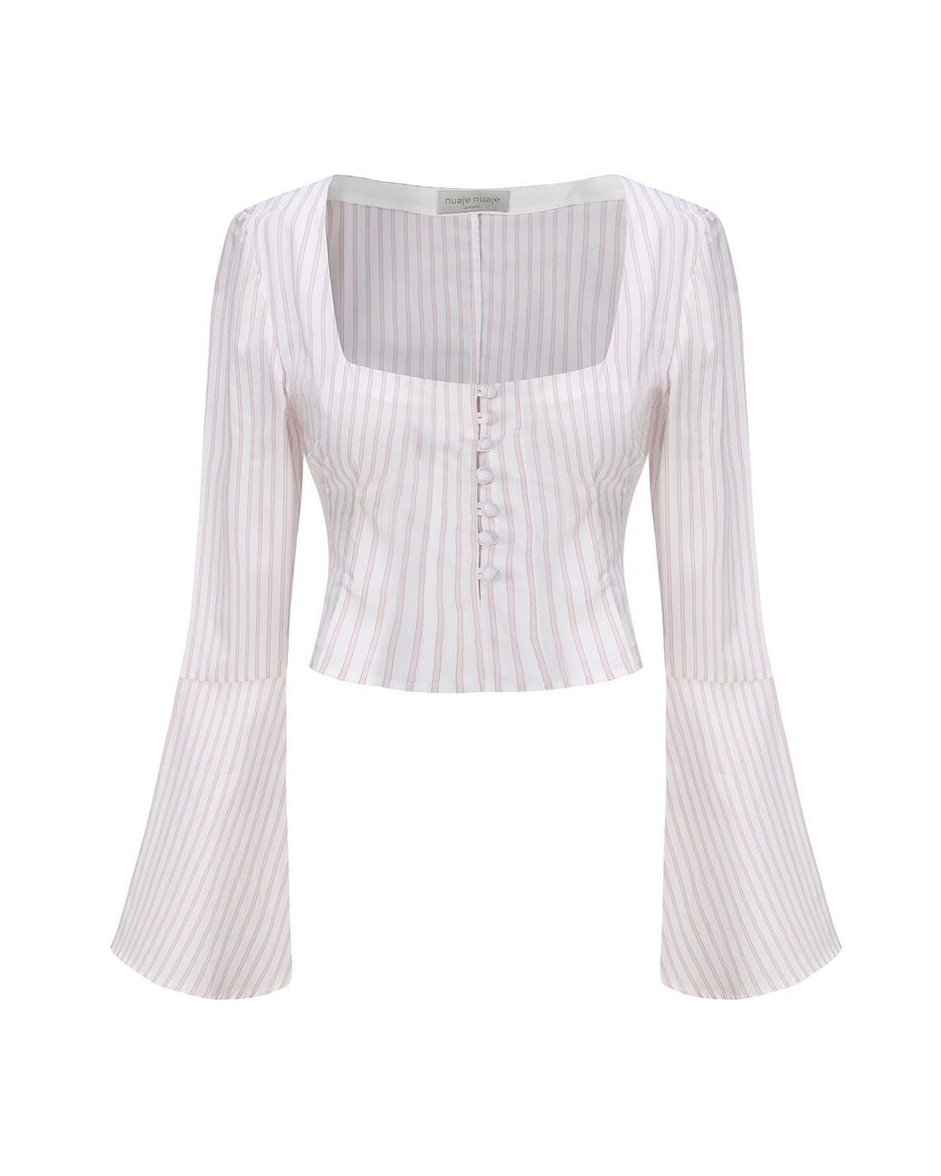 NUAJE NUAJE White Lea Square Neck Flared Sleeve Top