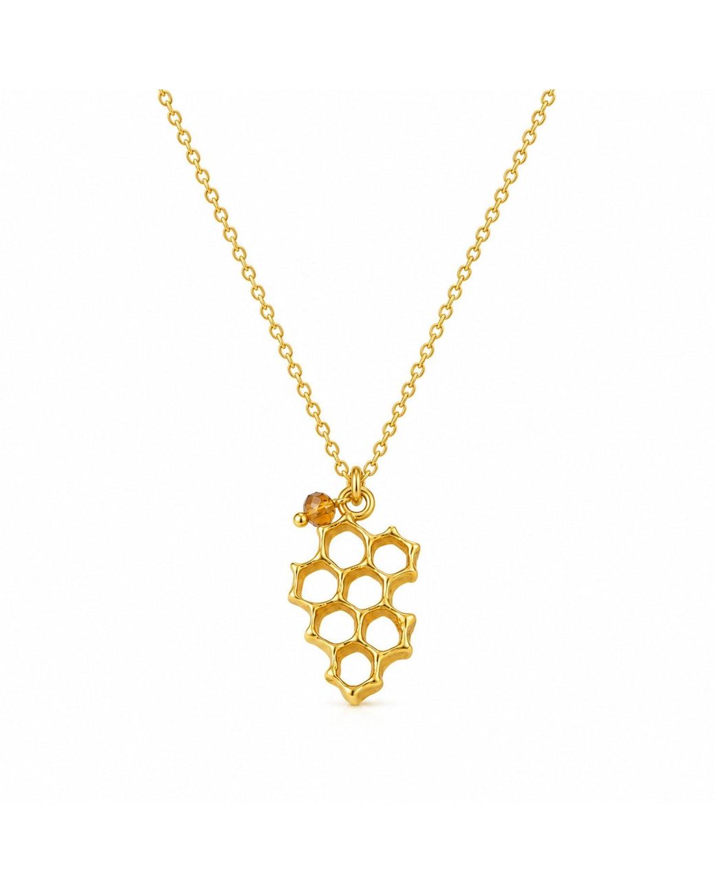 Mother Nature Jewelry Metallic Honeycomb Necklace, Handmade Nature Pendant