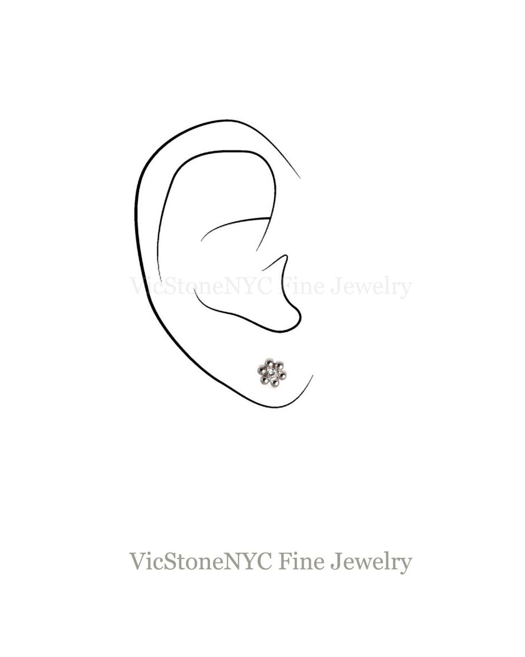 VicStoneNYC Fine Jewelry White Natural Diamond Flower Stud Earrings