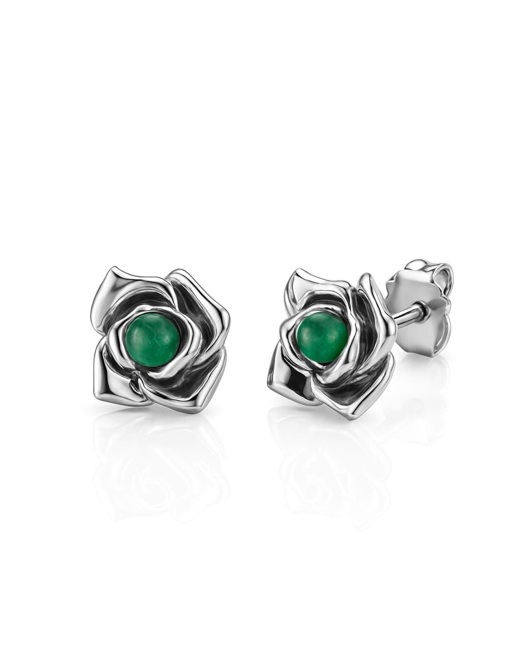 Unaloe Metallic Emerald Floral Lobe Earrings Sterling – Luxury Jewelry For