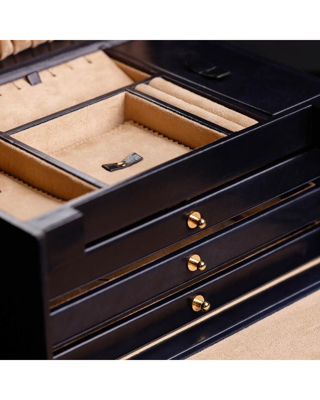 Time Resistance Blue Leather Jewelry Box For