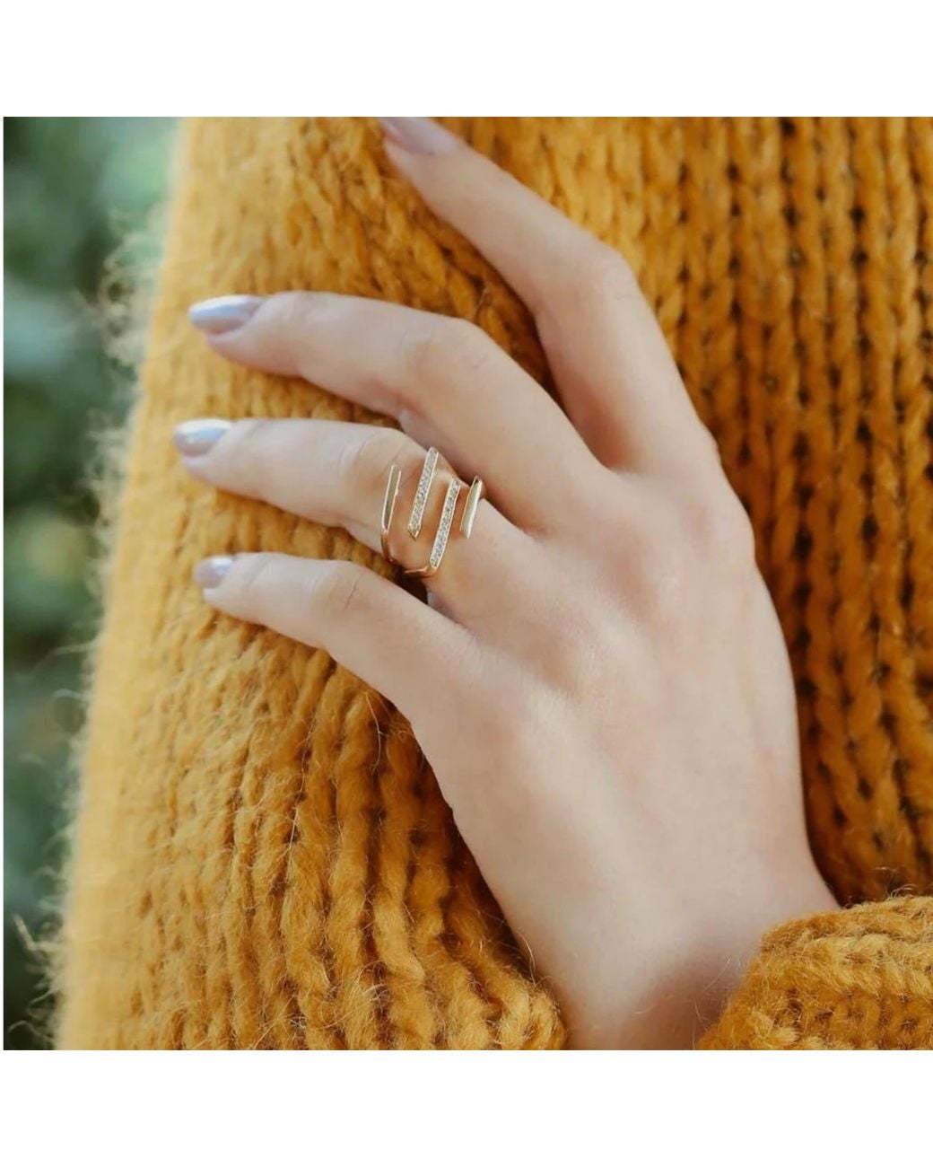 LINYA JEWELLERY Metallic Open Wrap Adjustable Bypass Ring