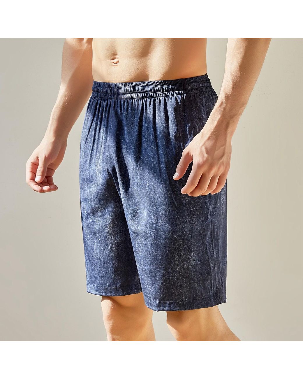 Soft Strokes Silk Blue Pure Mulberry Silk Tie Dye Printed Shorts for men