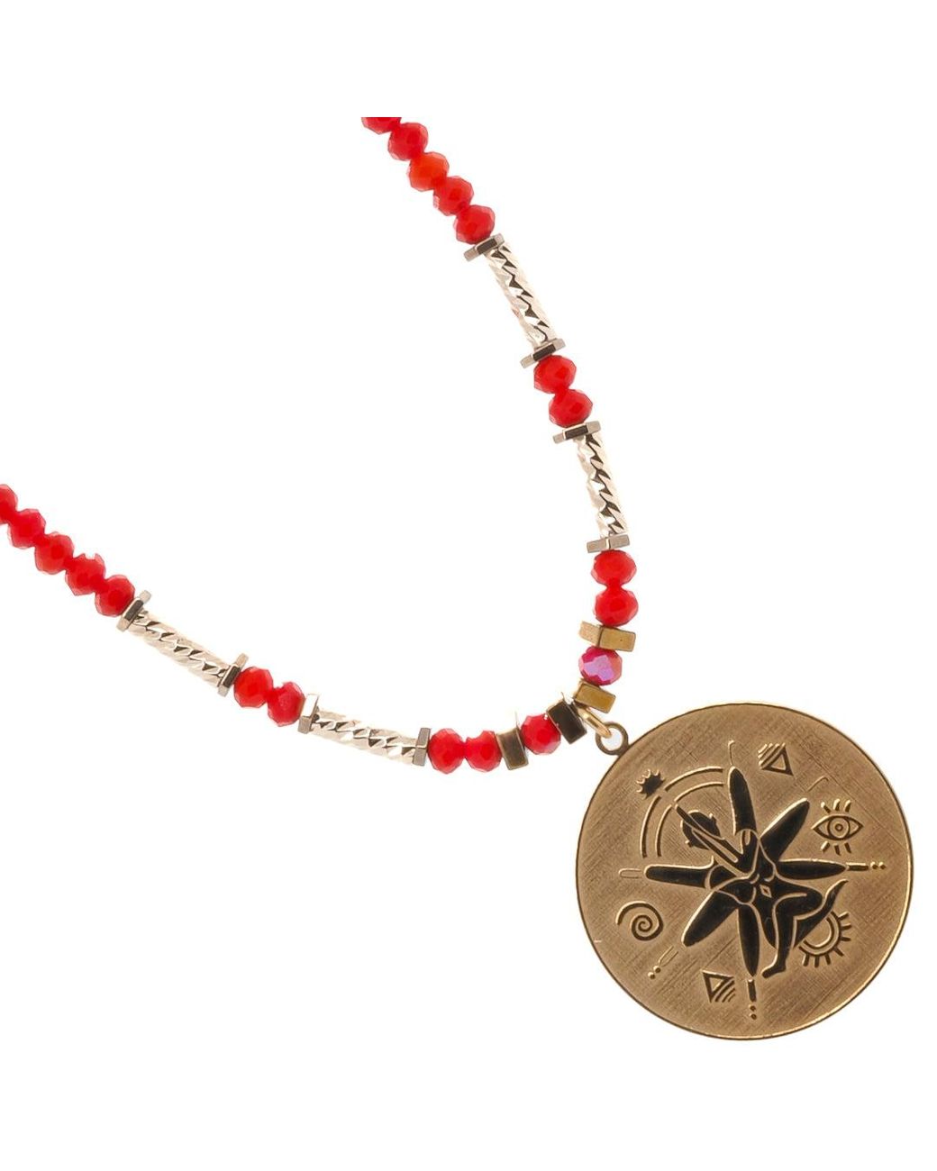 Ebru Jewelry Metallic Spiritual Energy Beaded Yoga Choker Necklace