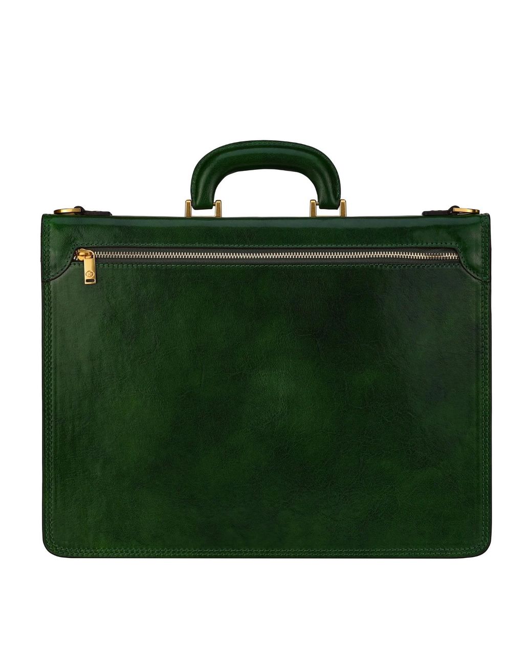 Time Resistance Green Leather Briefcase