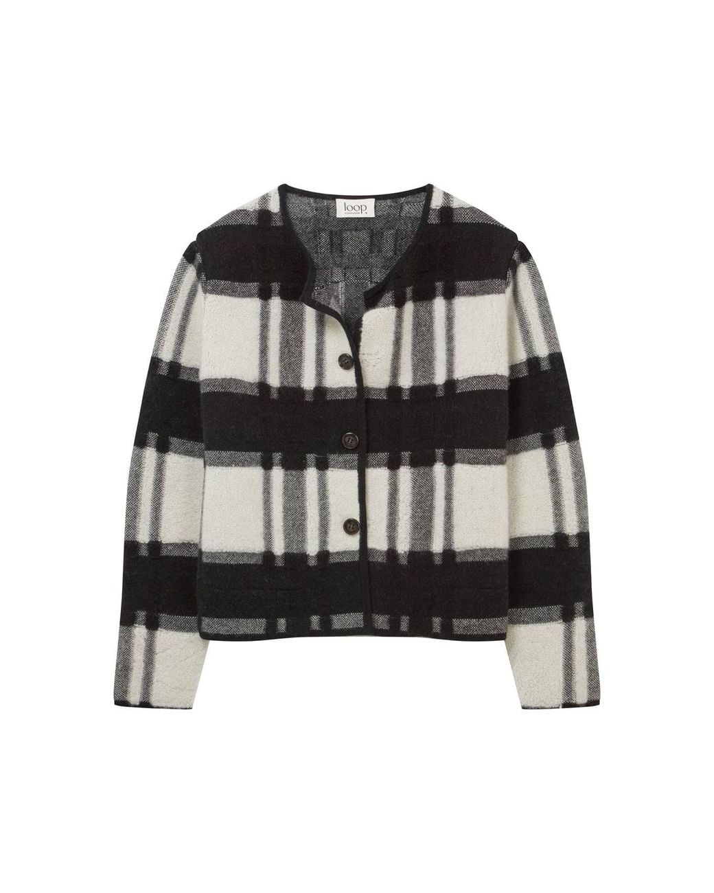 Loop Cashmere Black Reversible Check Jacket