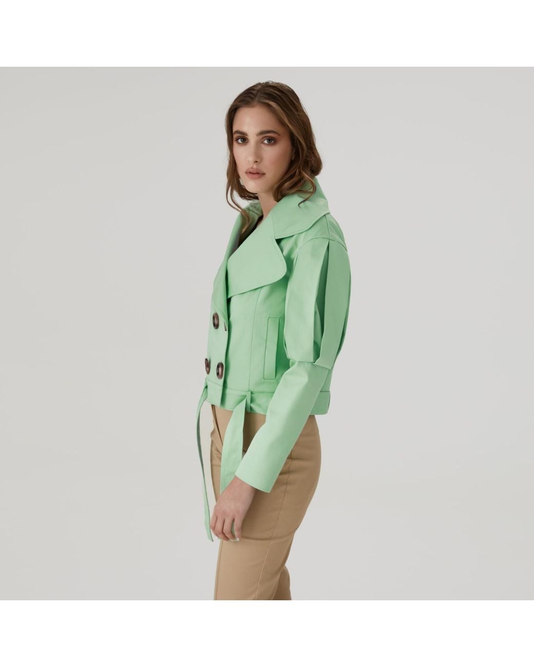 Lita Couture Green Statement Jacket With Oversized Lapels