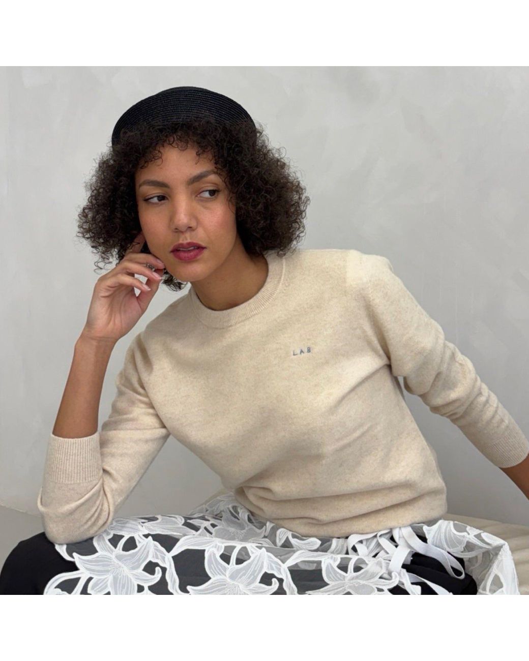 London Atelier Byproduct Natural Neutrals Mohair Classic Fit Jumper With Embroidery for men