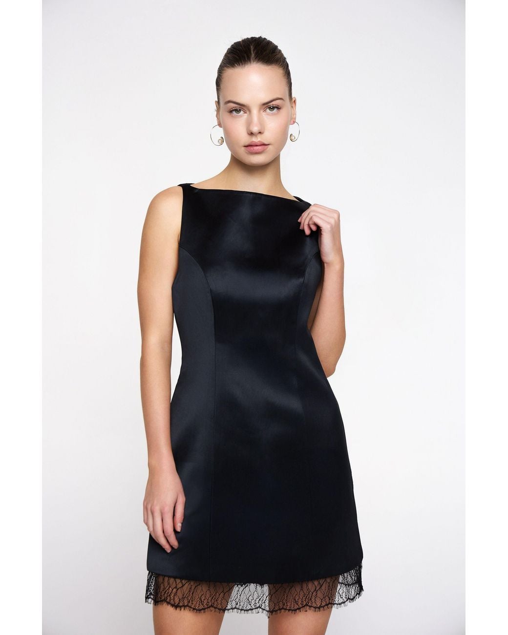 Marieta Yan Black Éclat Lace-Trim Dress