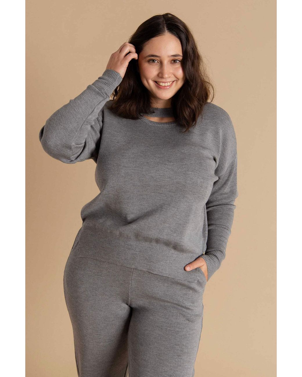 SALANIDA Gray Rotondo Merino Wool Jumper Light