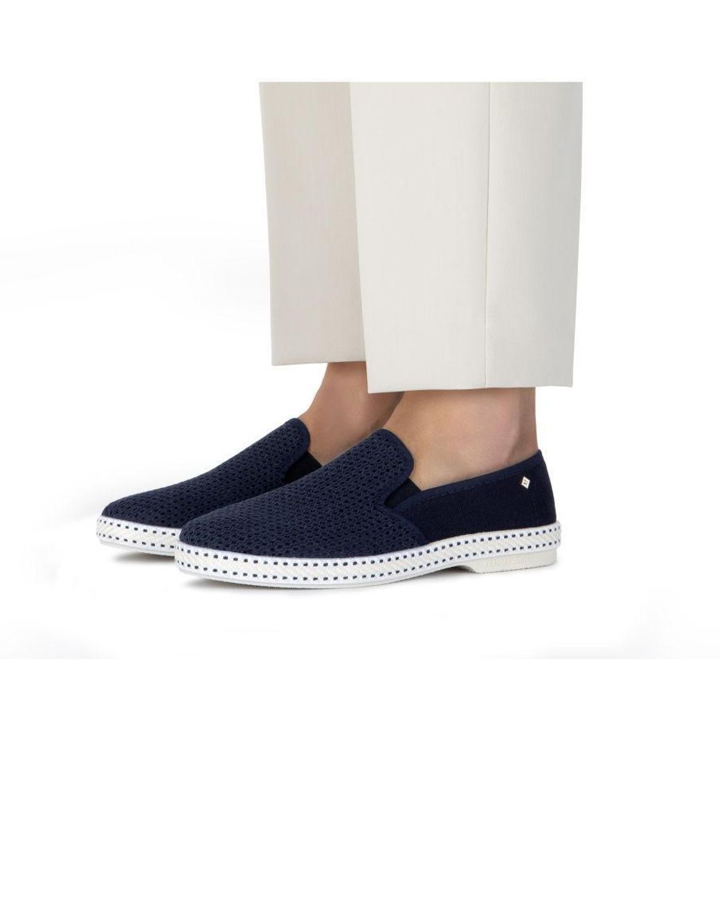 Rivieras Blue Classic Cotton Canvas Slip-On Loafer With Laces