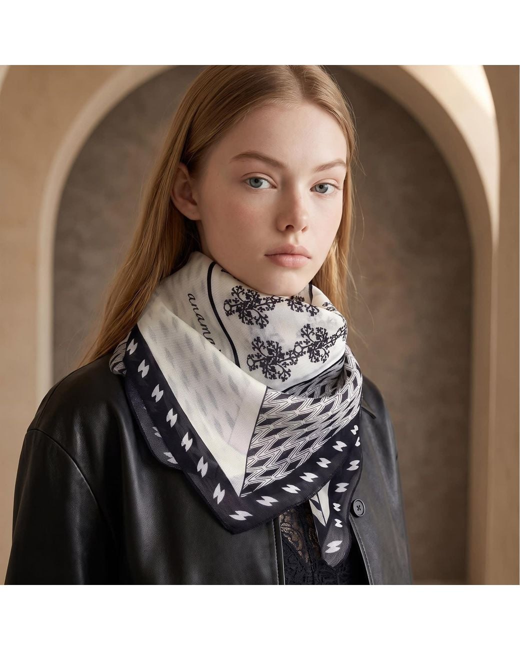 Ana Maison Blue Facet Silk Wool Scarf