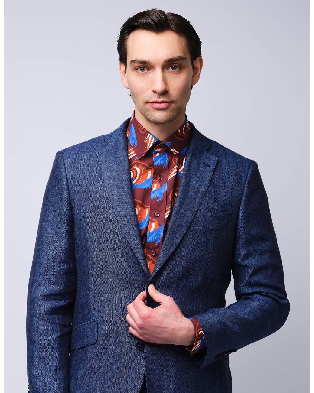 Gresham Blake White Burgundy & Whale Shirt for men