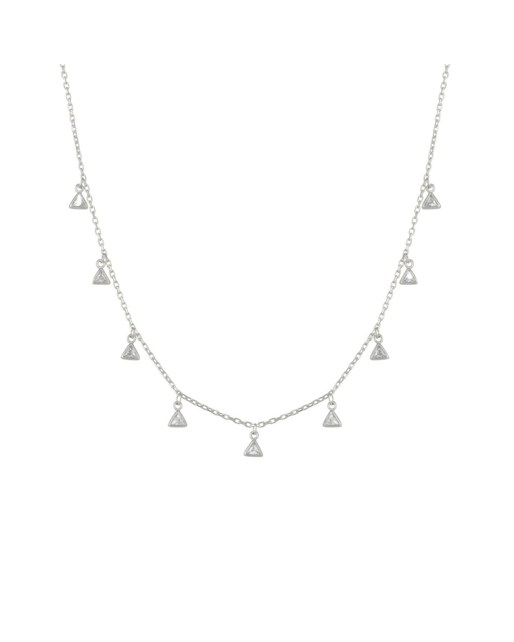 Spero London Metallic Jewelled Triangle Sterling Station Necklace