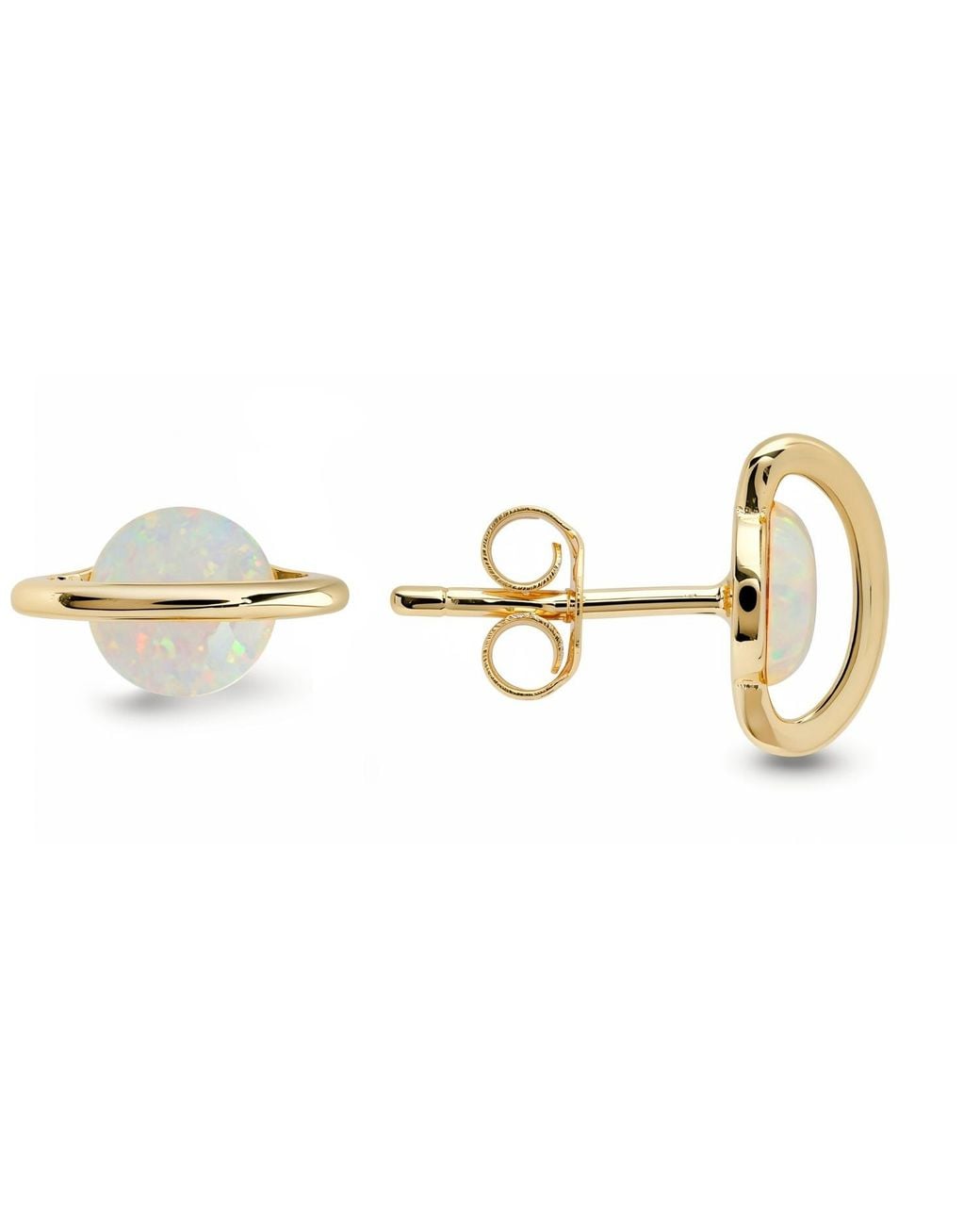 Kylie Harper Metallic Opal Saturn Planet Celestial Stud Earrings
