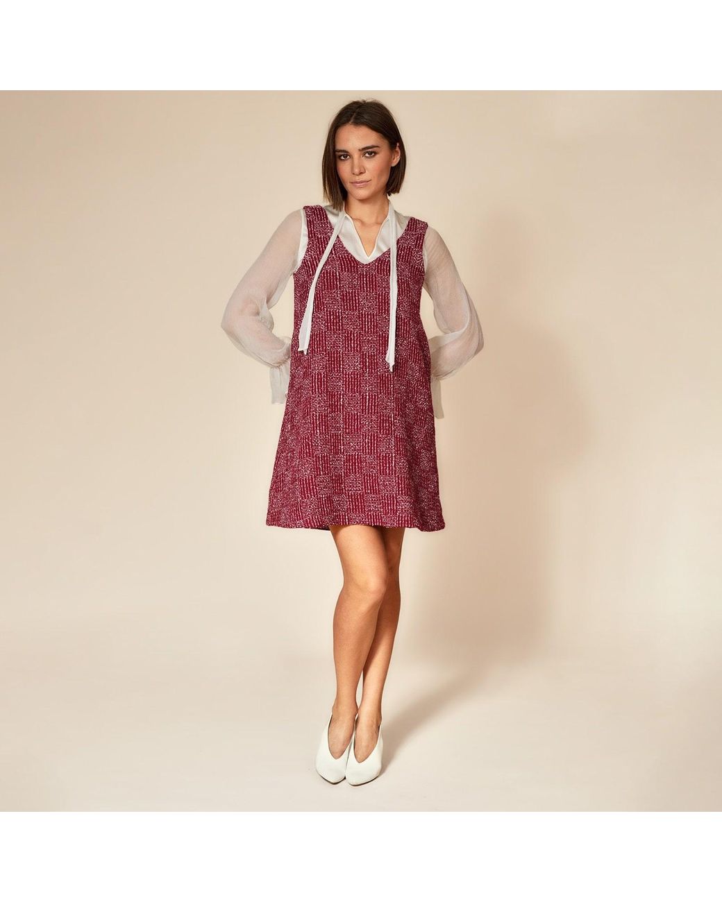 Gunda Hafner Ltd Purple Burgundy Cropped Tweed Jacket