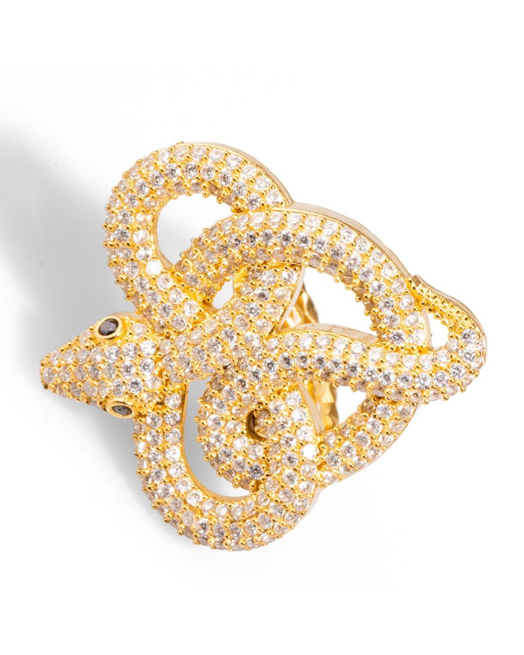 Ebru Jewelry Metallic Majestic Diamond Snake Chunky Adjustable Ring