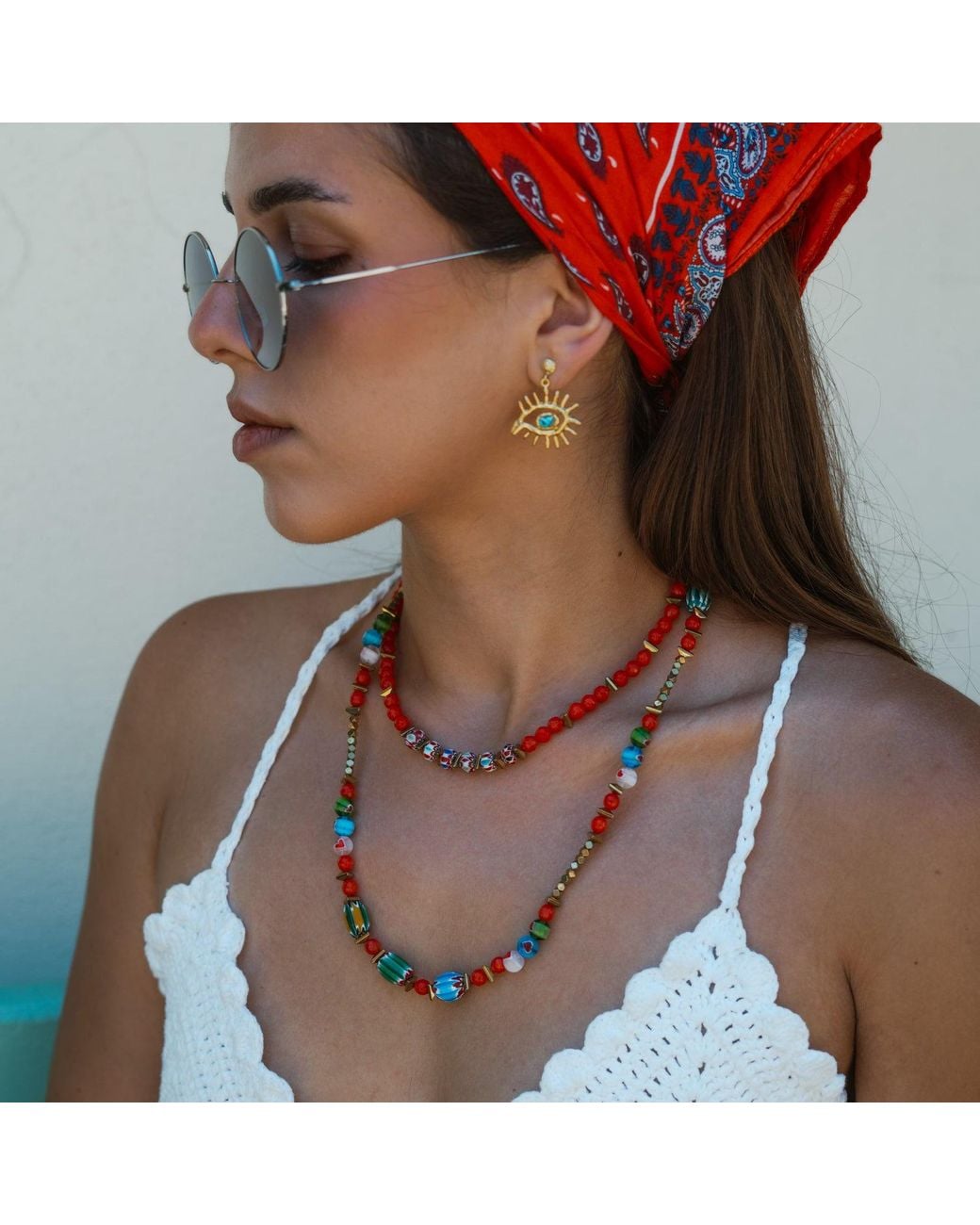 Ebru Jewelry Metallic Kept Safe Evil Eye Drop Earrings