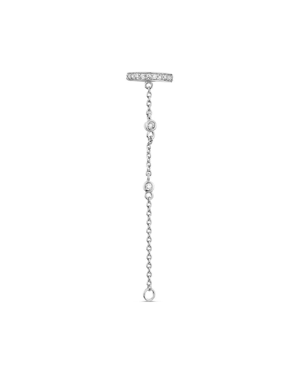 SALLY SKOUFIS White Edge Chain Ear Cuff With Made Diamonds