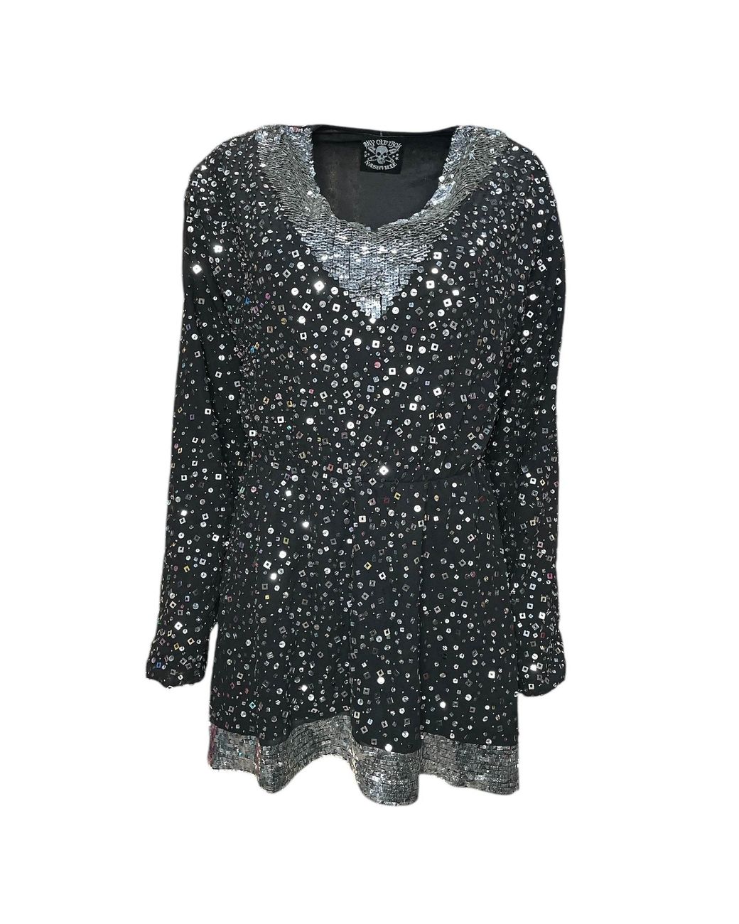 Any Old Iron Gray Sequin High Glam Square Dress