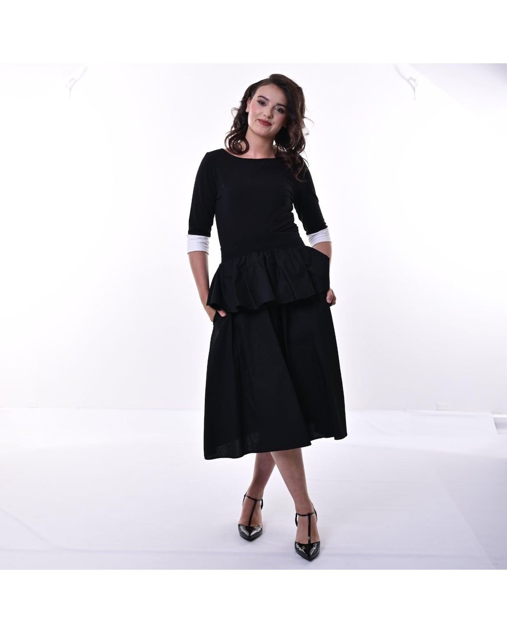 Frock Tales Black Sunset Peplum Midi Skirt