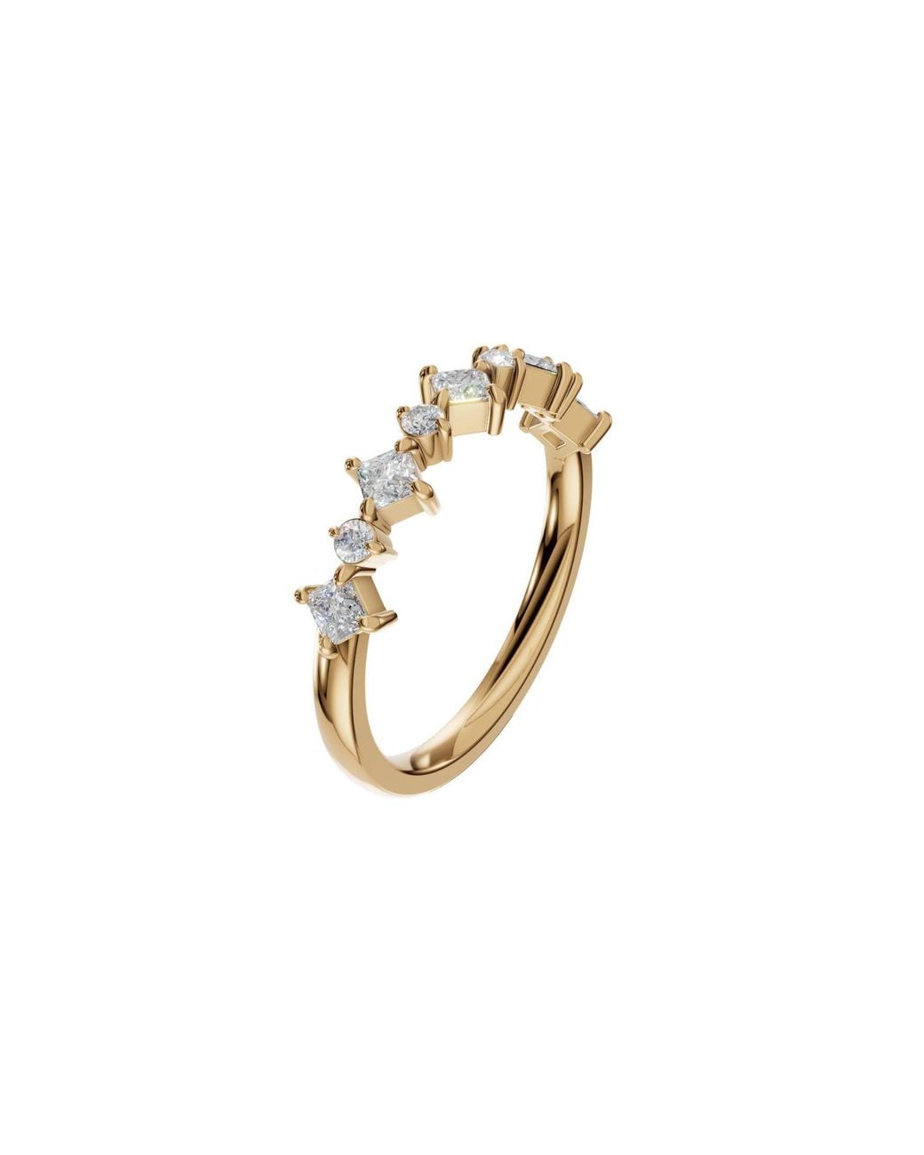 Aya Fine Jewelry Metallic Nova Princess & Round Lab Grown Diamond Stacking Band Ring