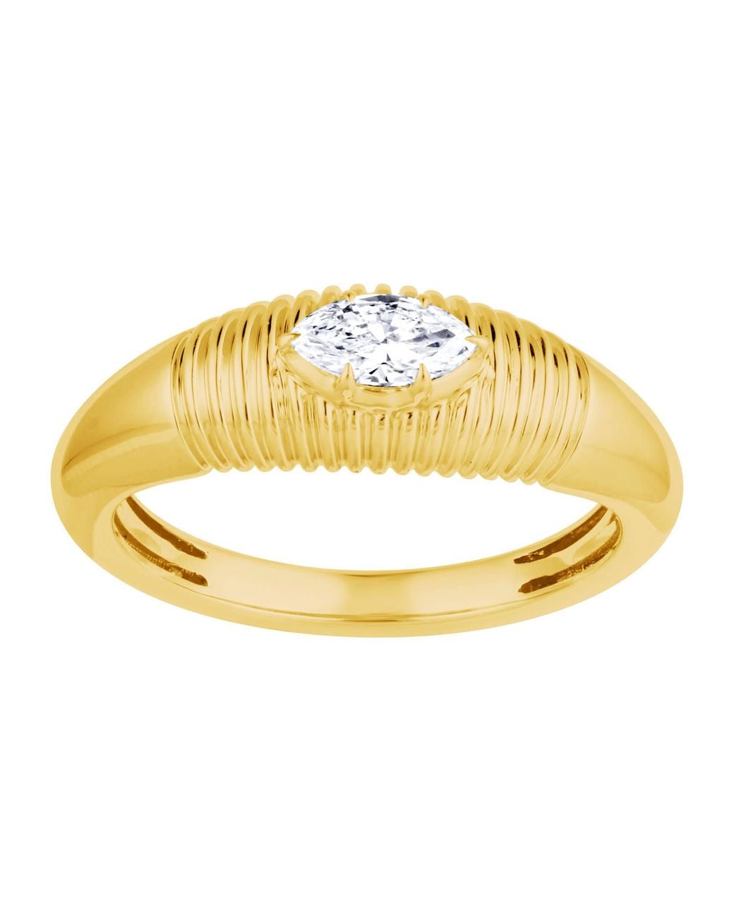 Artisan Metallic 14K Marquise Diamond Ribbed Solitaire Ring