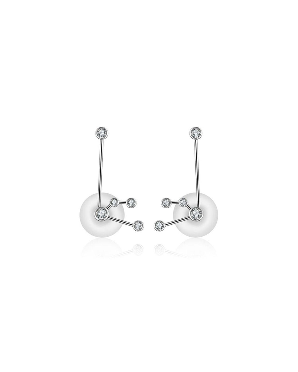 Genevieve Collection Metallic Aquarius Zodiac Constellation Earring 18K & Diamond