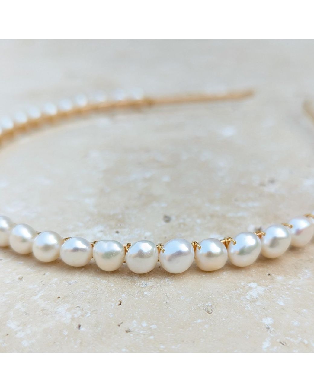 Kiri & Belle Metallic Cici Freshwater Pearl Metal Headband