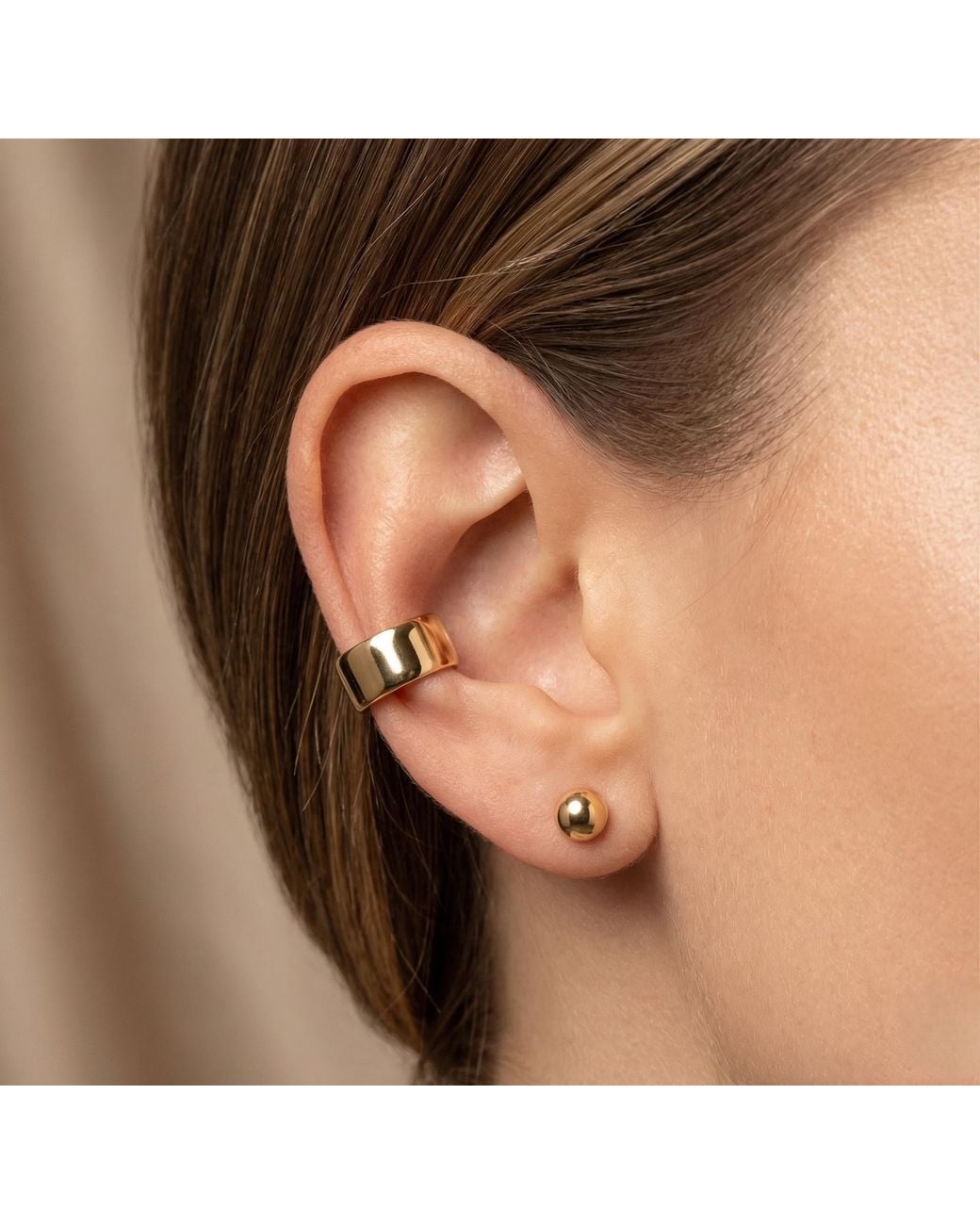 Zahav Jewelry Metallic 14K Solid 4Mm Wide Plain Ear Cuff