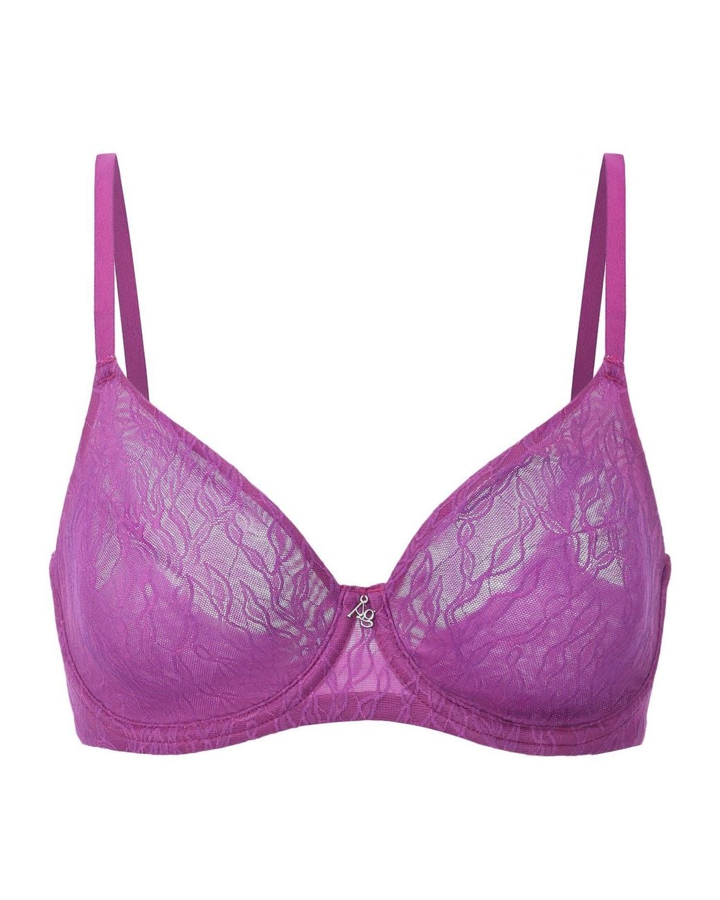 Amour D'agnette Purple Julie Molded Lace & Mesh T-Shirt Bra